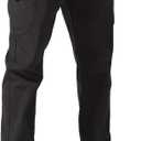 FREE SOLDIER Men's Outdoor Softshell Fleece Lined Cargo Pants Snow Ski Hiking Pants with Belt (34W x 30L, Black)