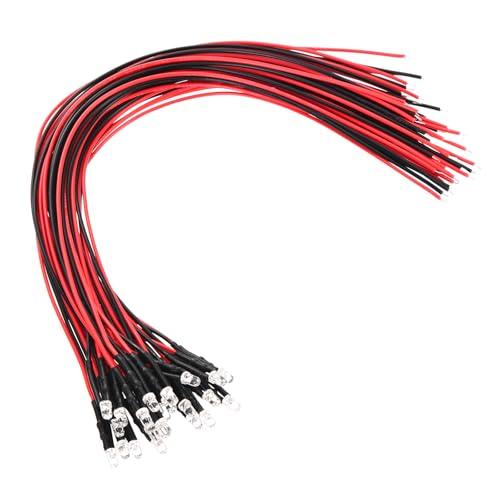 PATIKIL 3mm LED Diode Light, 24 Pcs 9-12V DC Pre Wired Mini LED Lights Bulb Light-Emitting Lamp for RC DIY Indicator Lighting, Cold White Light