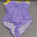 Eomenie Women's One Piece Swimsuit Tummy Control Ruched Bathing Suit Full Coverage Slimming Swimwear Color Block Swim Suit (Medium, Yellow-White-Purple)