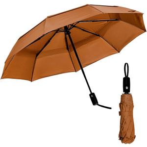 Mr. Pen- Windproof Travel Umbrella, Small Water-Resistant Automatic Folding Umbrella for Rain and Sun, Light, Compact and Portable for Women & Men, Fits Car & Backpack (Tawny Glow)