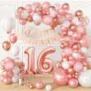 Sllyfo 100pcs Sweet 16 Party Decorations,16th Birthday Decorations for Girls,sweet 16 Balloons 18/12/10/5 Inches for Garland Arch,Sweet Sixteen Party Decorations (16)
