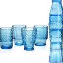 Frcctre Set of 4 Koi Fish Design Drinking Glasses, Stackable Drinking Glasses Fish Shaped Beverage Cups Juice Tumblers Drinking Water Cups Nautical Glassware for Home, Party, Blue