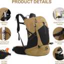 IX INOXTO Hiking Backpack, 26L/40L Waterproof Hiking Daypack with 3L Water Bladder and Rain Cover, Lightweight Travel Camping Backpack for Men Women (Khaki)