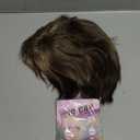 SEVENCOLORS Short Hair Wigs with Bangs Dark Brown Mixed Blonde Pixie Cut Wig for Women Straight Synthetic Fiber Wigs