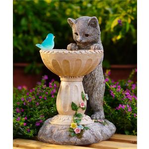 Cat Statues for Bird Bath: Outdoor Sculptures for Garden Lawn Patio Yard Balcony Porch - Unique Gifts for Mother Grandma Women
