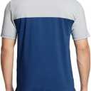 Rouen Polo Shirts for Men Quick Dry Regular Fit Casual Color Block Chest Print Active Short Sleeve Collared Mens Golf Shirt (XXXL)