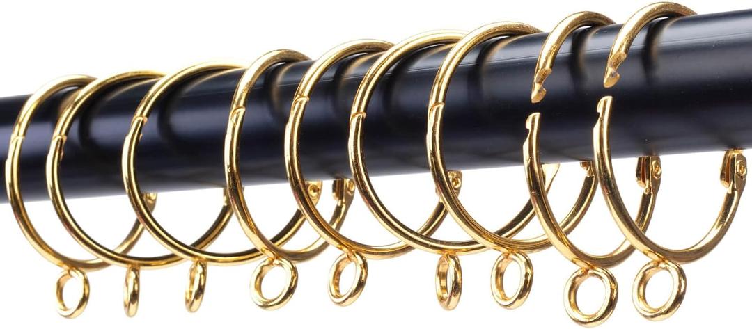 Openable Curtain Rings with Eyelets,1.5inch Heavy Duty Rustproof Metal Drapery Rings,Shower Curtain Rings 24pcs Gold Zocang