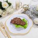 Liacere 100PCS Gold Plastic Plates - White and Gold Dinner Plates - with Gold rim10inch Heavy Duty Disposable Plates, Perfect for Wedding & Party & Holiday & Afternoon Tea
