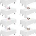 8Pack White Table Cloth Rectangle Tablecloth 60 x102 Inch, Polyester Table Cloths for 6Foot Rectangle Tables Wrinkle Resistant Washable Fabric Polyester Clothes for Christmas Wedding, Banquet, Party