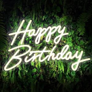 Happy Birthday Neon Sign Large Neon Happy Birthday Sign for Backdrop with Dimmer Switch, Reusable Happy Birthday LED Sign for Birthday Party Decoration(Warm White) (22.5x13.8 In 1pc)