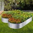 Winpull Raised Garden Bed Kit, 4x2x1 ft Galvanized Planter Box Outdoor with Safety Edging, Large Metal Raised Beds for Gardening Vegetables Flower Herb (Classic Silver)