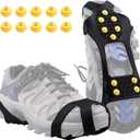Azarxis Walk Traction Ice Cleat Spikes Crampons with 10 Spikes Snow Grips Stretch Footwear Traction for Walking, Jogging, Climbing, Hiking on Snow and Ice (S (Men:3-5 / Women:5-7))