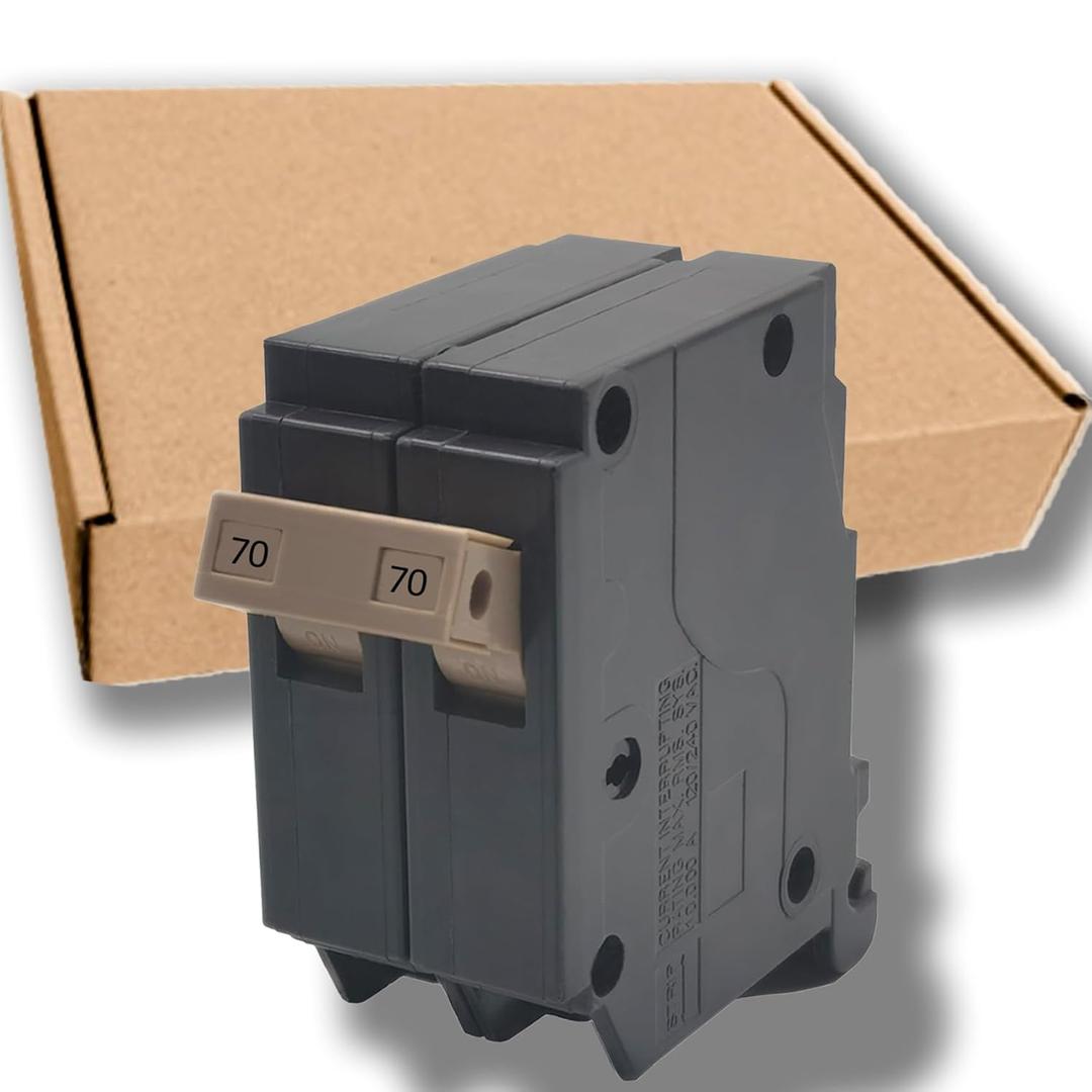 70 Amp 2-Pole Circuit Breaker, 3/4-Inch Plug-in Type Molded Case Circuit Breaker, Compatible with OEM Load Centers, 10KA 120/240V, Thermal Magnetic Protection, Genuine OEM