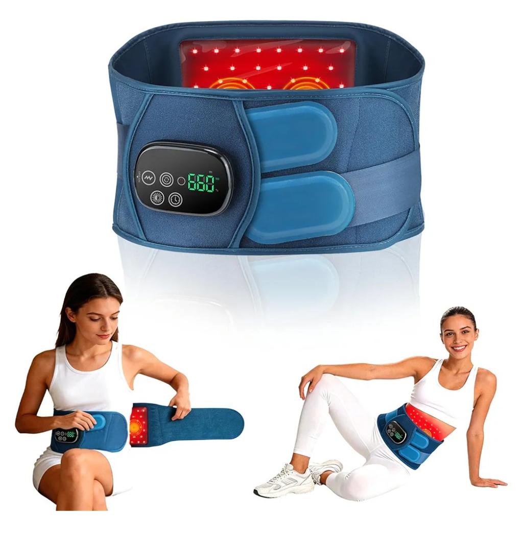 Red Light Therapy Belt for Back & Waist, 660nm 850nm Wearable Red Light Belt with Heat & Vibration, Rechargeable 5000mAh Cordless Heating Pad, 46 LEDs