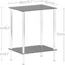 Tempered Glass Side Tables Set of 2 Acrylic End Table with 2 Storage Shelve transparent Bedside simplicity clear 2-Tier Nightstands for small Spaces Office Bedroom Living Room Study black ET-008BK