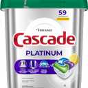 Cascade Platinum Dishwasher Pods, Dishwasher Detergent, Dish Detergent Soap, Lemon, 59 Count