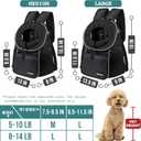PetAmi Adjustable Dog & Cat Chest Carrier Backpack, Ventilated for Hiking, Camping & Travel, Max 10 lbs, Black