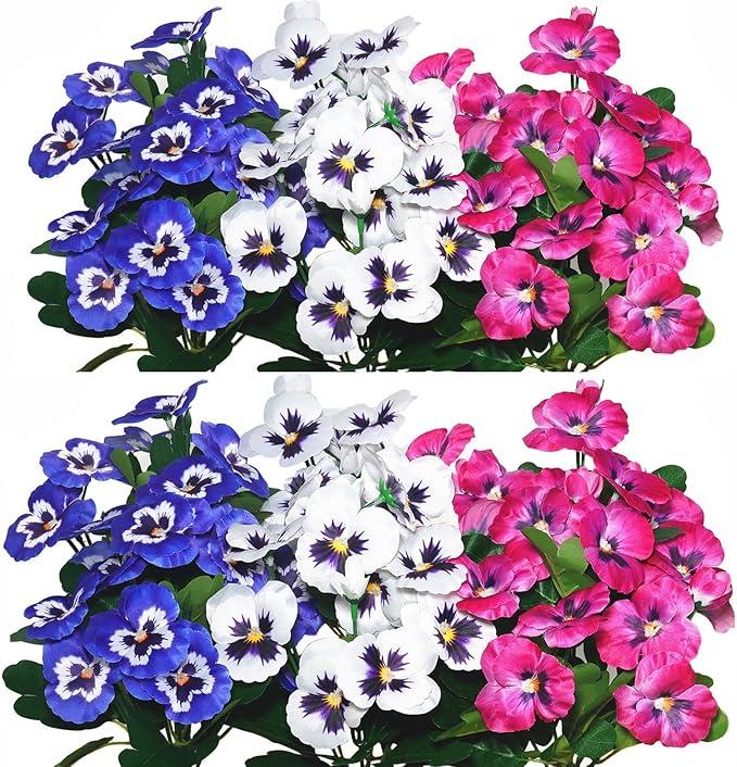 6 Pack Of Plastic Flowers, 11x4 Inches