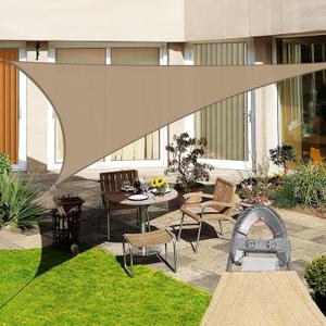 Windscreen4less 24' x 24' x 24' Sun Shade Sail with A-Ring Wire Rope Triangle Outdoor Shade Cover for Deck Backyard Patio Garden (Sand)