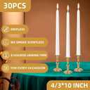 30 Pack White Taper Candles - 10 inch Dripless, Smokeless & Unscented | Long Burning 8 Hours | Hand Poured Tall Candlesticks | Bulk Decorative Candles for Home, Weddings & Parties