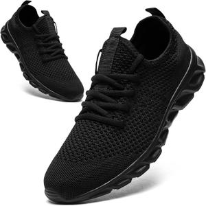Running Womens Shoes Fashion Walking Sports Gym Tennis Breathable Slip on Ladies Non Slip Lightweight Jogging Sneakers (6.5) A-black