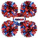 Lovecheer 4PCS Metallic Red and Blue Pom Poms Cheerleading