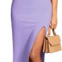 Pink Queen Women's One Shoulder Sleeveless Cutout Side Slit Bodycon Maxi Long Dress (Purple)