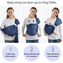 Water Ring Sling Baby Carrier, Adjustable Lightweight Breathable Newborn Carrier Sling for Summer, Swimming, Pool, Beach, Front Chest Mesh Infant Wrap Carrier for Baby Gift (Dark Blue)