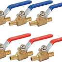 (6 Pack) TMKOOL 1/2 inch Pex Shut-off Ball Valve for Hot and Cold Water, Brass Crimp Fittings ASTM F1807 CUPC Certified (6pcs 1/2 inch)