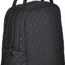 Large Quilted Fabric Cotton Reusable Inusulated Lunch Tote Bag Cooler Snack Bag Women Pretty Thermal Lunch box Storage Gift Bag for Work & Outdoor (Black)