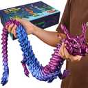 35.4in Large 3D Printed Dragon Toy with Gift Box - Flexible Articulated Dragon Action Figure for Creative Play or Desk Decor Display - Unique Gift for Kids & Stress Relief Toys Adults (Laser Purple)
