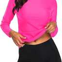 Daci Women Two Piece Rash Guard Long Sleeve Swimsuits UV UPF 50+ Swim Shirt Bathing Suit with Boyshort Bottom (Medium, Pink)