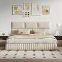 Beige Stick-On Wall Mounted Headboard - 9Piece Modular Bed Backboard for Queen Size Beds, 24 x 12 Inches Each, Easy-to-Install Sound-Proofing Decorative Bed Headboard Queen