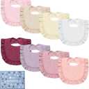 Lictin 8-Pack Muslin Baby Bibs - Bandana Drooling and Teething Bibs, Unisex Cotton (Warm)