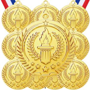 Misdary 12 Pack Medals with Neck Ribbons Team Participation Trophies for Kids Sports Awards Party Favors for Sports Competitions Celebration Gift (Gold)