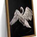 Framed Black and White Swan Wall Art Vintage Aesthetics Art Retro Picture Print with Wood Frame Dark Academia Moody Painting Wall Decor for Bedroom Livingroom 16x24 Inch