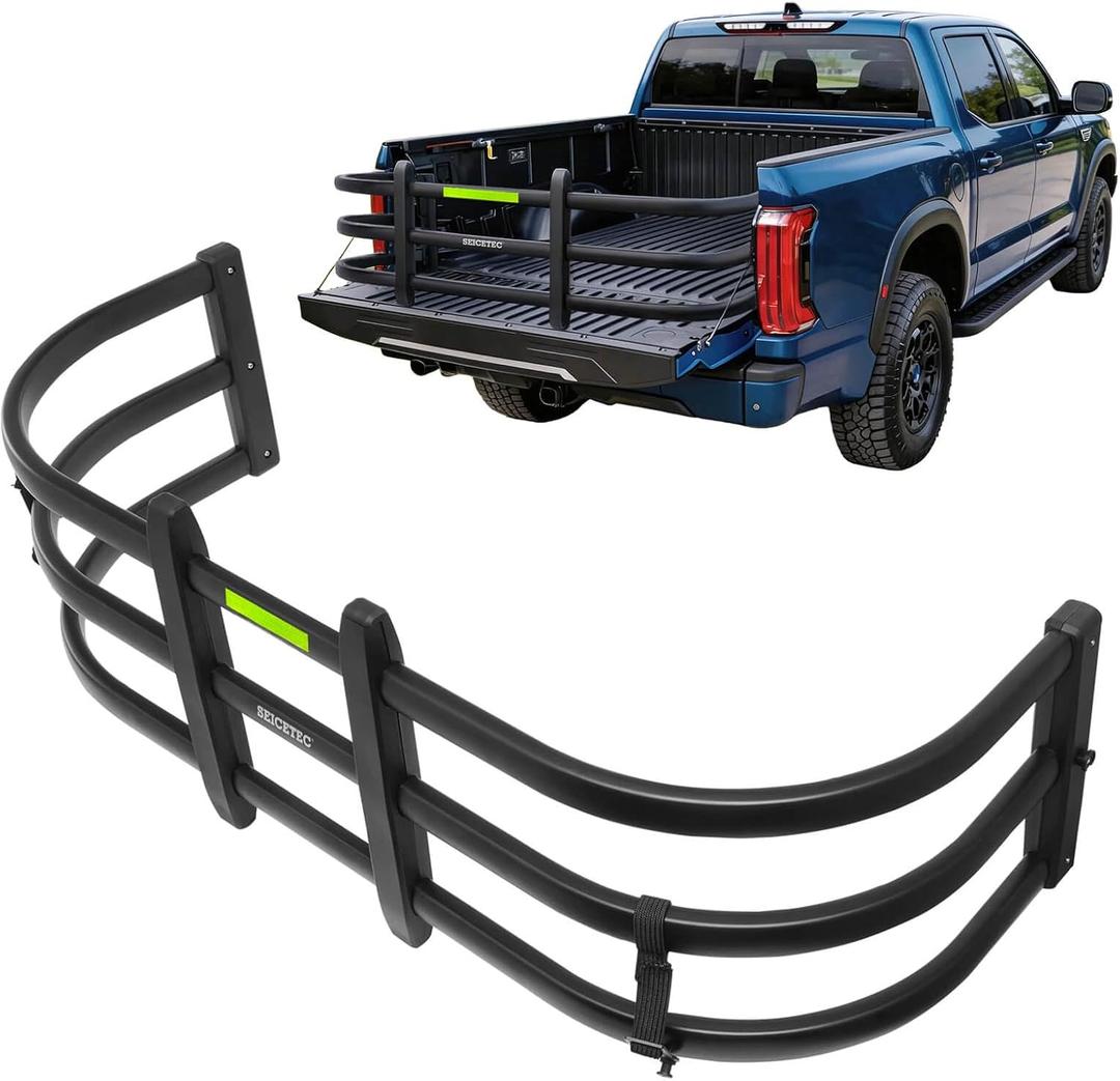 Adjustable Truck Bed Extender 55.5" - 68", Aluminum Flip-in/Flip-Out Bed Extender for Full-Size Trucks, Drill-Mount Design, Fits F150, Ram 1500/2500/3500, Silverado, Sierra, Tundra