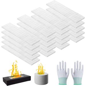 20 Pcs Ceramic Wool Wick for Tabletop Fire Pit, Carbon Felt Wick for Ethanol Fireplace Fuel Bioethanol Fuel to Extend Burning Time, Ceramic Fiber Insulation Wool Wick Sponge8" L2" W0.2" H