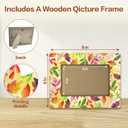 2 x Mr & Mrs Photo Frame, 4x6 Boho Flower Wedding Picture Frames for Tabletop Display Photo Insert, Memory Gift For Couples Newlyweds, Our Happily Ever After Wooden Frames for Tabletop, Horizontal - A04