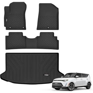 Floor Mats & Trunk Mat for 2020-2025 Kia Soul All Weather TPE Protection Floor Liners Full Set with Cargo Liner for 2020 2021 2022 2023 2024 2025 Kia Soul Accessories (Upper Floor of The Trunk)