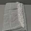 Oubonun Tablecloths for Rectangle Tables, Cotton Linen Waterproof Farmhouse Table Cloth with Boho Tassels  Wrinkle Free, Wipeable & Washable for Kitchen & Dining, 55''x70'', 4-6 Seats, Grey