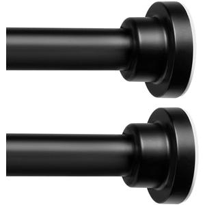 ENJOYBASICS Adjustable Spring Tension Curtain Rods 32 to 66 Inches, Stainless Steel Matte Black Shower Rod No Drilling for Window, Bathroom, Closet, Room Divider, 7/8" Diameter, 2 Pack ENJOYBASICS Adjustable Spring Tension Curtain Rods 32 to 66 Inches, Stainless Steel Matte Black Shower Rod No Drilling for Window, Bathroom, Closet, Room Divider, 7/8" Diameter, 2 Pack