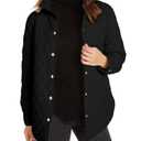 Grlasen Womens Lightweight Quilted Jacket Fall Button Down Puffer Jackets Loose Fit Stand Collar Warm Coats Outerwear, L