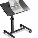 Overbed Table with Wheels Adjustable Bed Desk Hospital Bed Table Laptop Stand for Couch TV Tray Cart Portable Desk Computer Workstations-Black