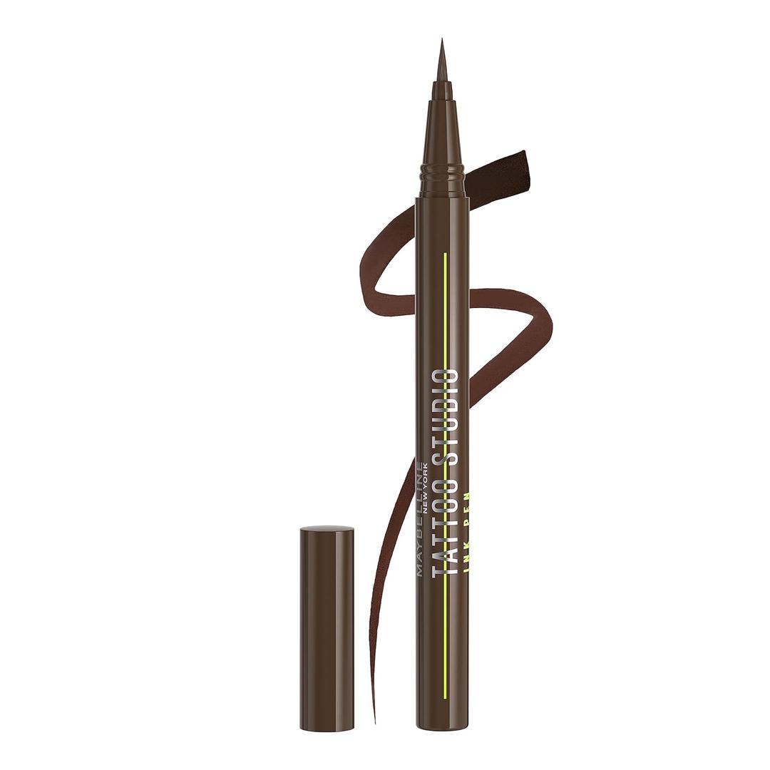 Maybelline Tattoo Studio Ink Pen Liquid Eyeliner, Up to 24 Hours of Wear, Waterproof & SmudgeResistant Make Up, Brown, 1 Count