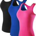 NELEUS Women's 3 Pack Compression Athletic Tank Top for Yoga Running, Black, Blue, Rose, EU M, US S
