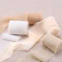Handmade Fringe Chiffon Silk-Like Ribbon 1.5" x 3Yd Sand Color Shade Ribbons Sample Swatch Chart for Wedding Invitations, Bouquets, Gift Wrapping(Nude/Cream/Sand/Ivory)