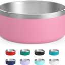 Stainless Steel Dog Bowls for Large Dogs - Insulated, Non Slip, Easy Clean, 40oz, Pink