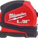 Milwaukee 4932459596 8m/26ft Pro Compact Tape Measure, Red
