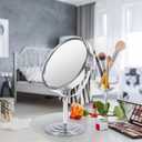 Schliersee 10X Magnifying Makeup Mirror, 8 inch Double Sided Tabletop Mirror, 1X/10X Magnification Standing Swivel Desk Mirror for Dresser Bathroom Bedroom, for Women Girl Gifts, Size: 13"L x 7.9"W, Silver
